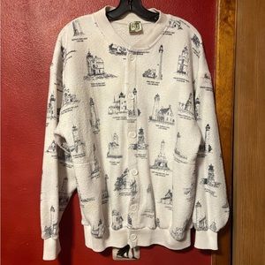 Vintage Great Lakes Lighthouse Sweater Cardigan